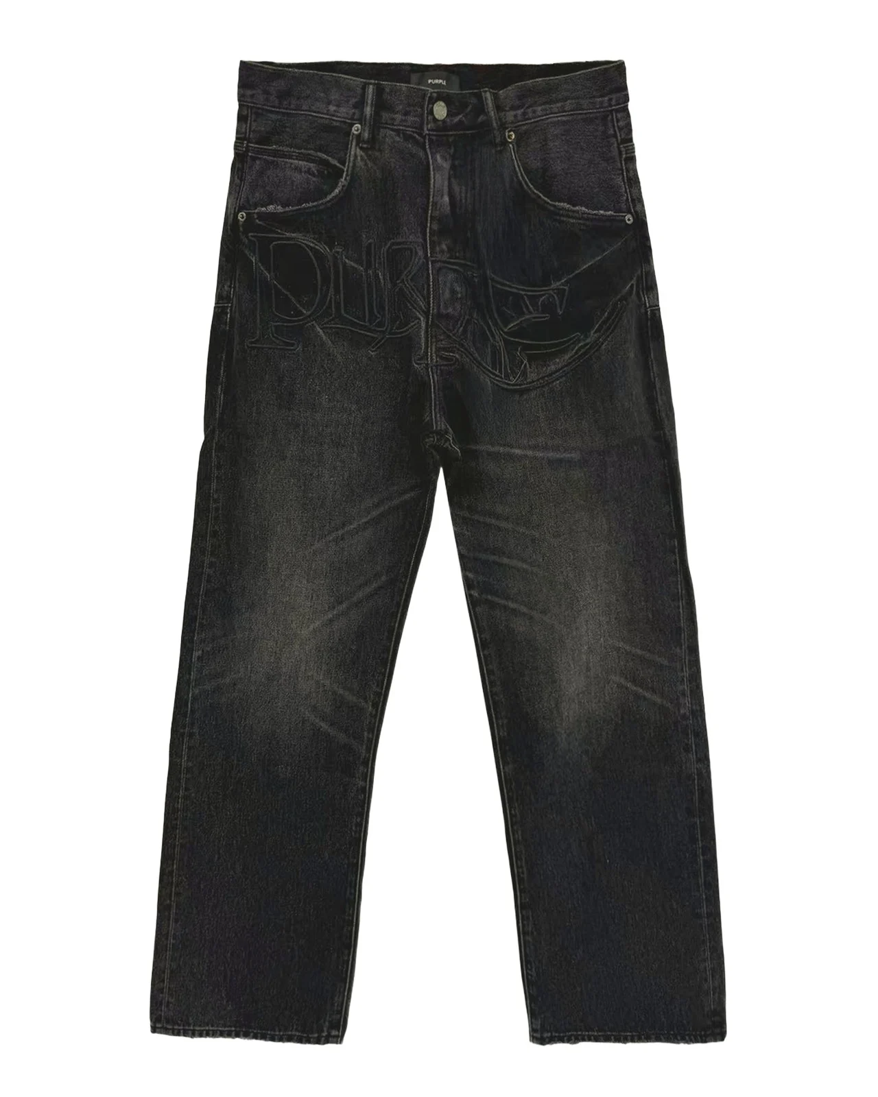 P018 Logo Appliqué Wide-Leg Jeans