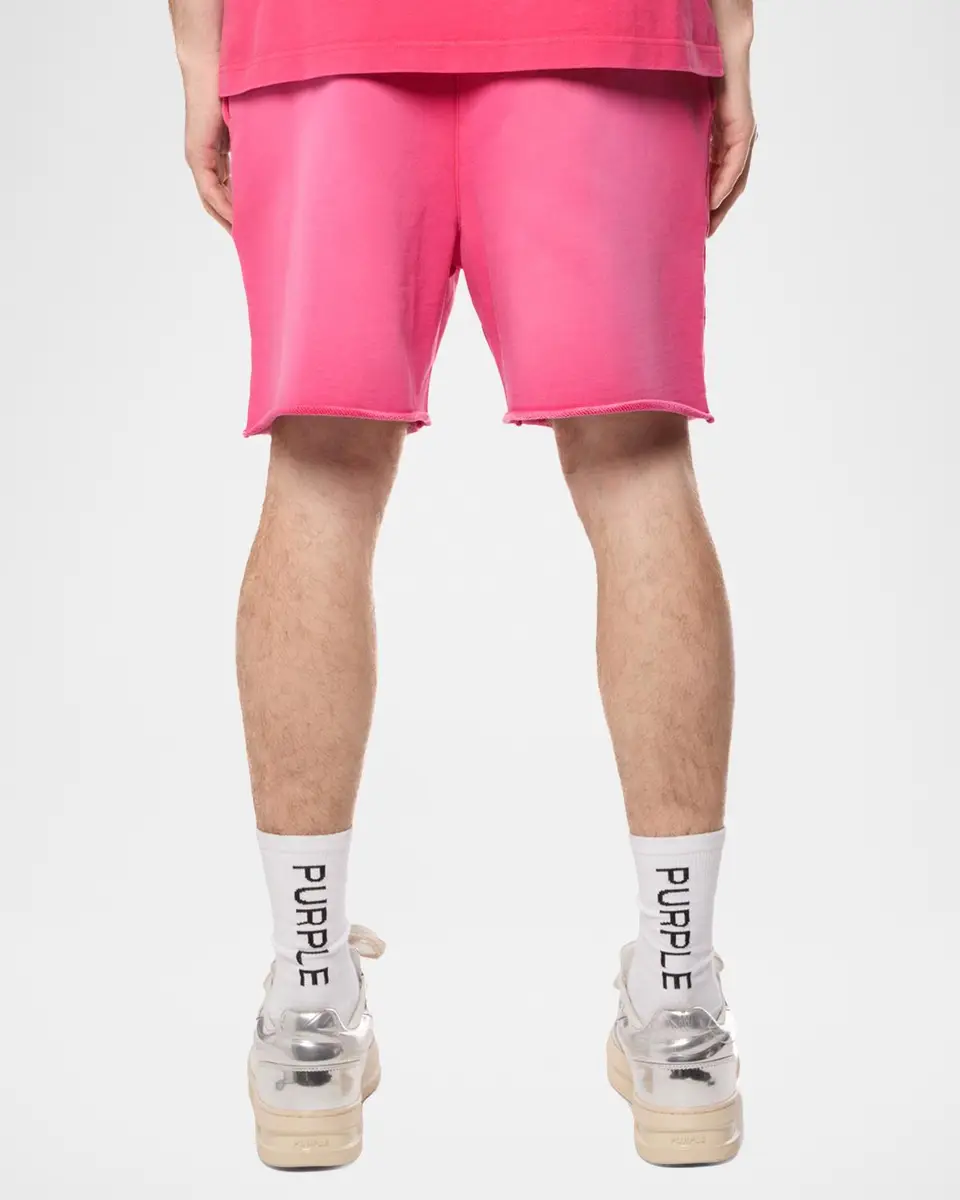 PURPLE Men's Fleece Smudge-Logo Drawstring Shorts | Thumbnail 2 PURPLE Men's Fleece Smudge-Logo Drawstring Shorts | Thumbnail 2