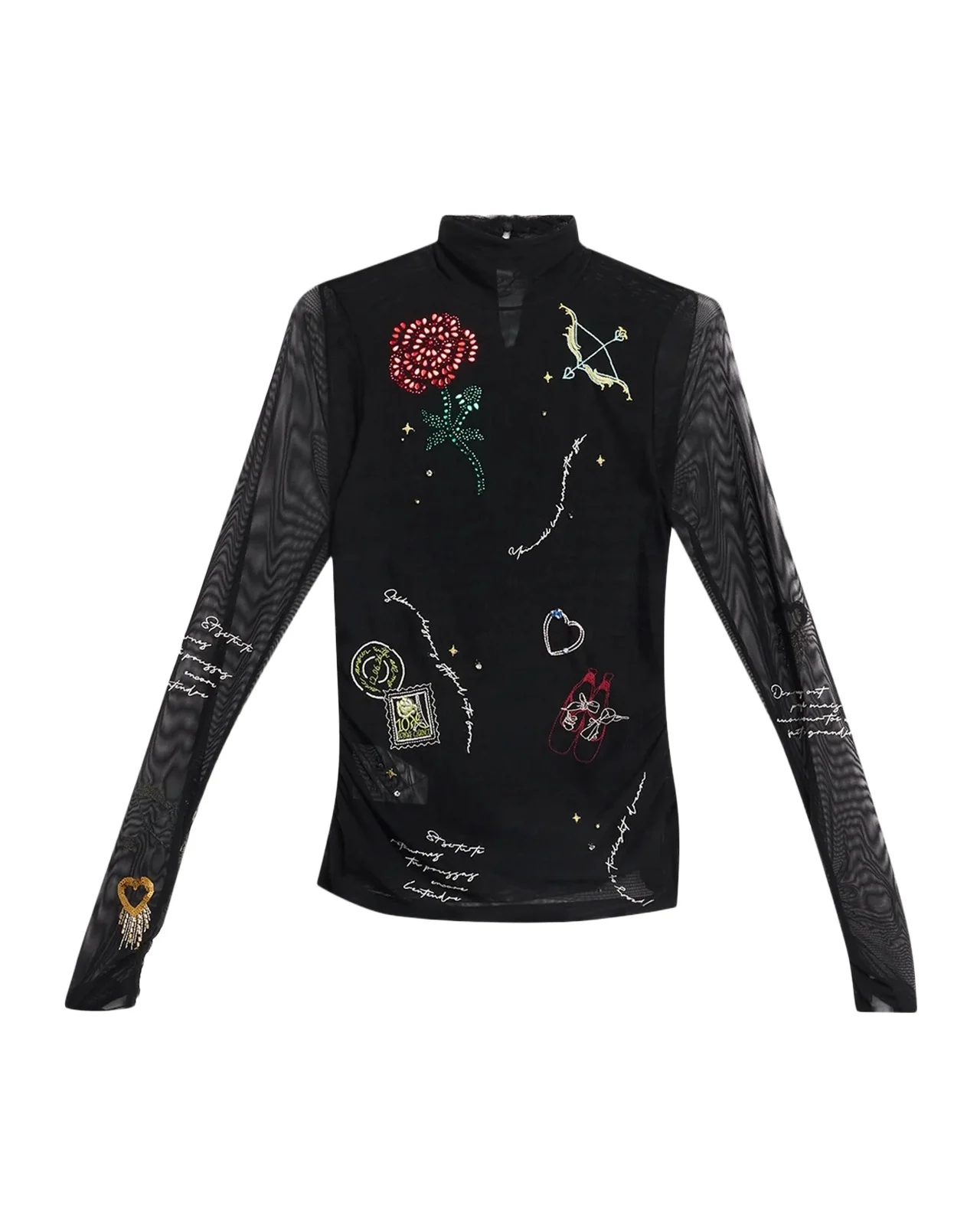 Starry Scribbles Mesh Turtleneck Top