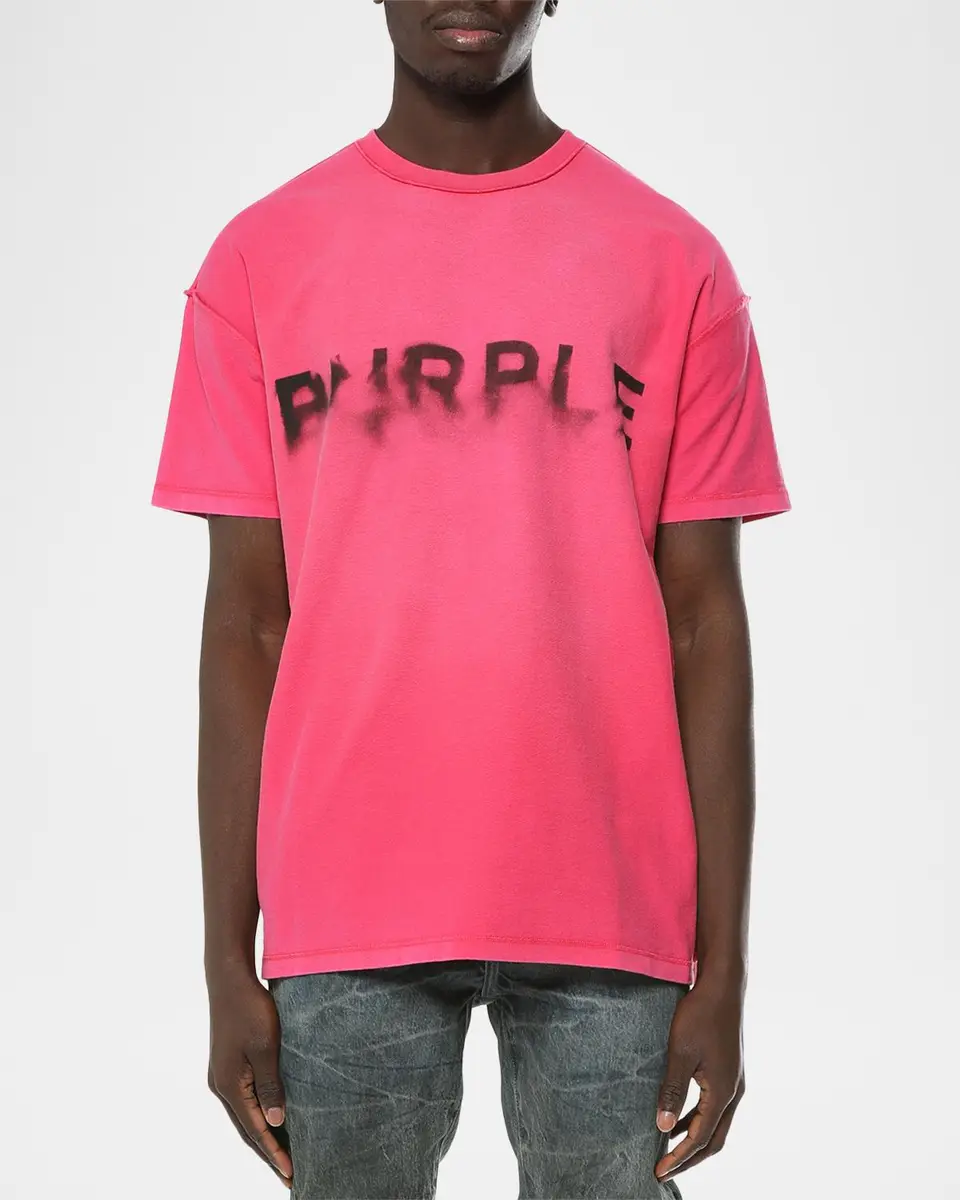 PURPLE Men's Textured Logo T-Shirt | Thumbnail 3
