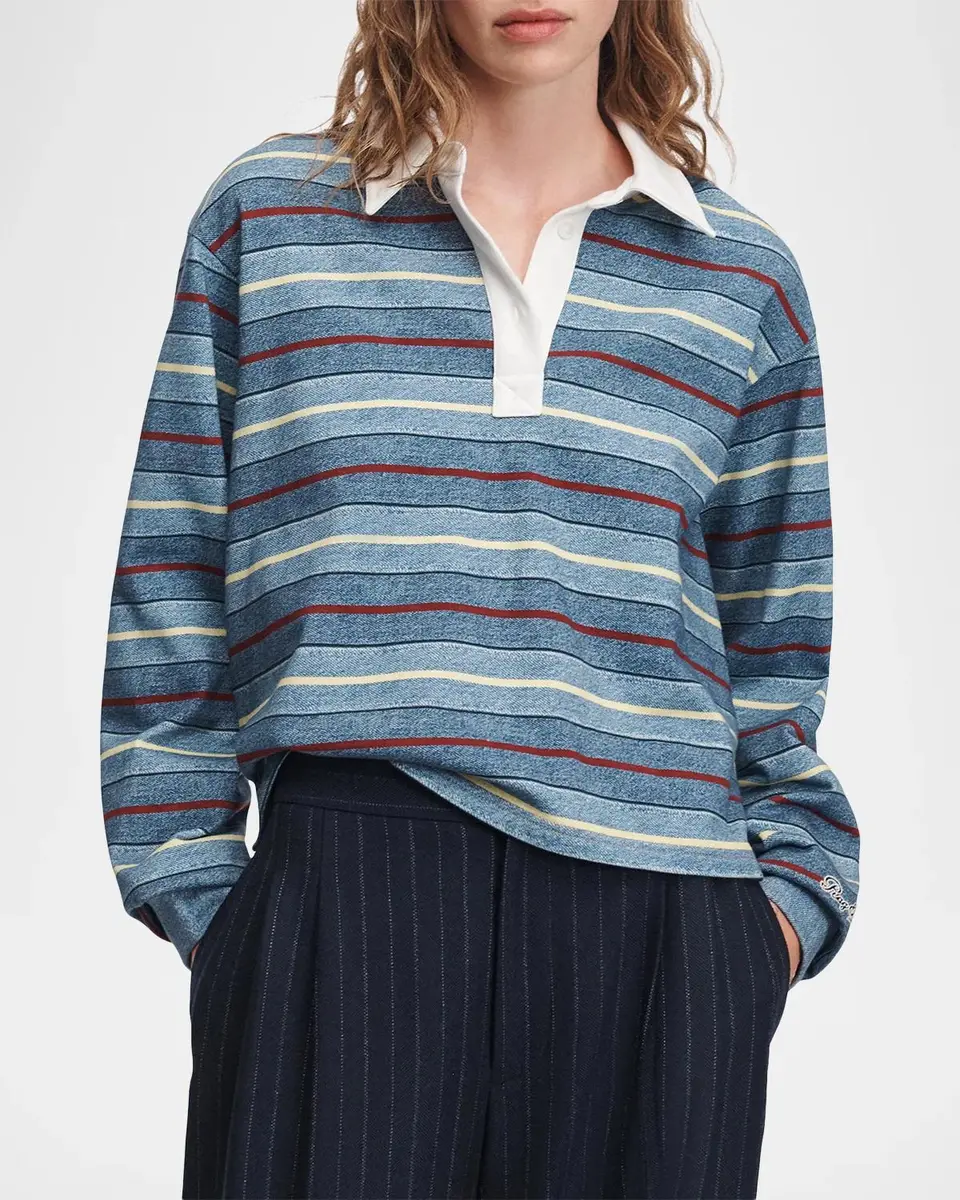 rag & bone rb Miramar Striped Cotton Terry Rugby Polo Shirt | Thumbnail 4 rag & bone rb Miramar Striped Cotton Terry Rugby Polo Shirt | Thumbnail 4