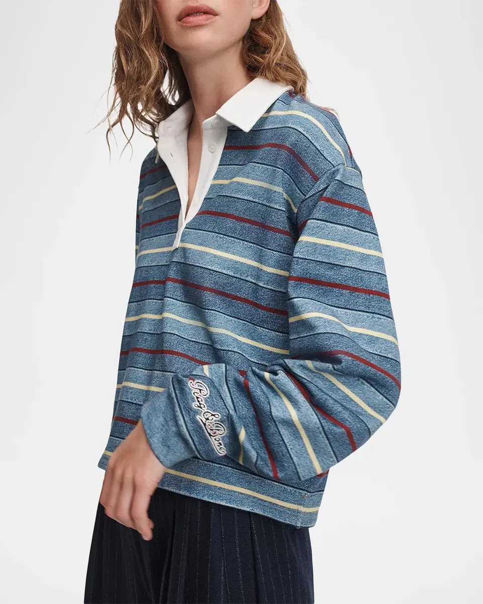 rag & bone rb Miramar Striped Cotton Terry Rugby Polo Shirt | Thumbnail 5 rag & bone rb Miramar Striped Cotton Terry Rugby Polo Shirt | Thumbnail 5