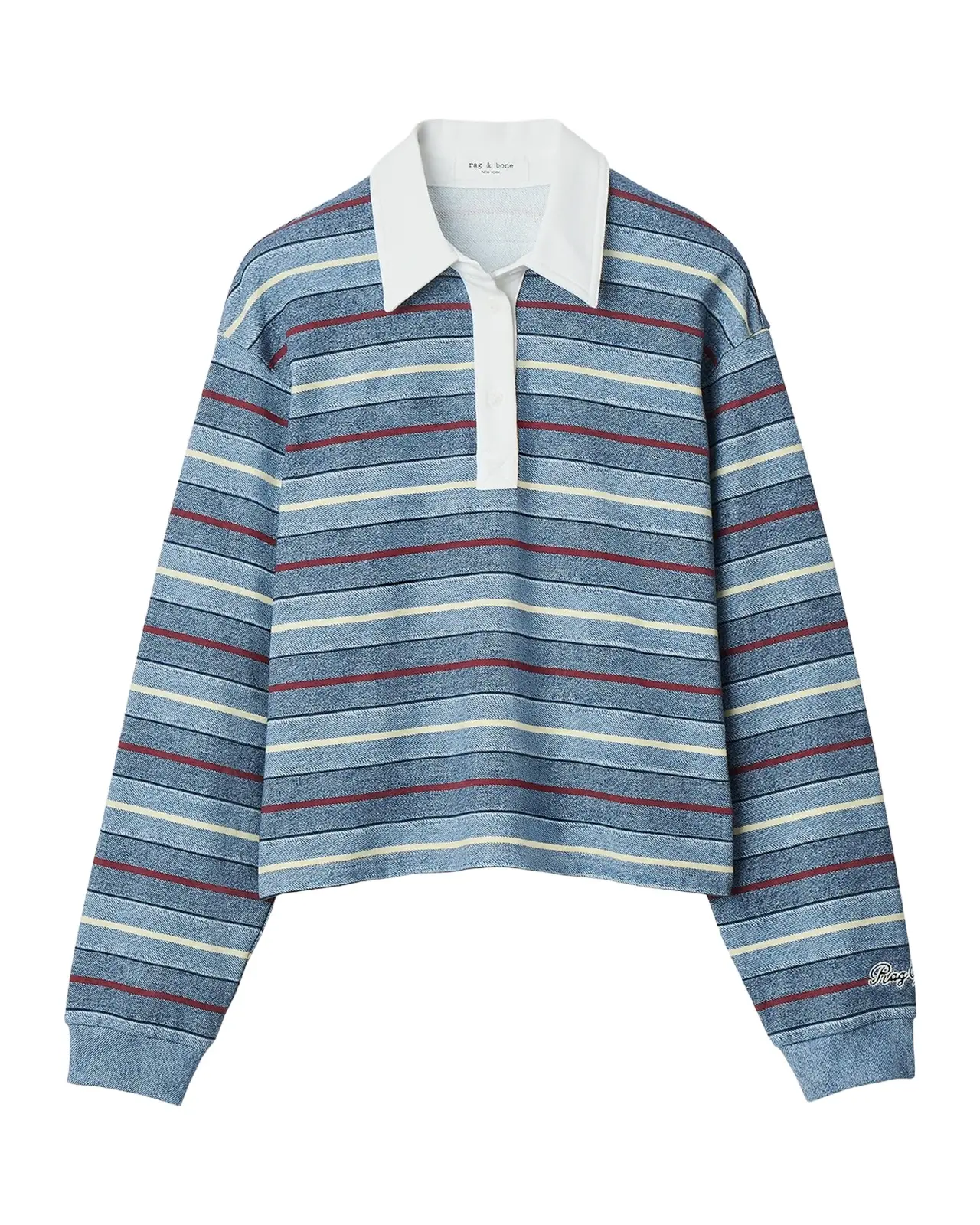rb Miramar Striped Cotton Terry Rugby Polo Shirt rb Miramar Striped Cotton Terry Rugby Polo Shirt