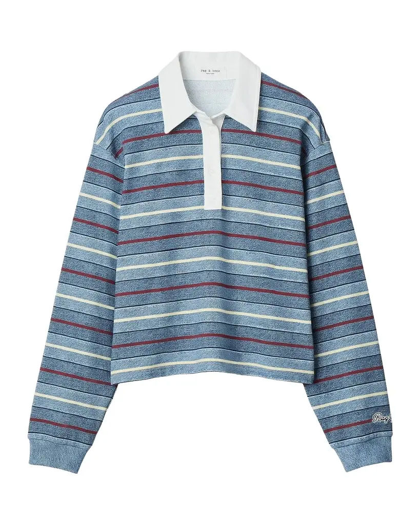 rag & bone rb Miramar Striped Cotton Terry Rugby Polo Shirt