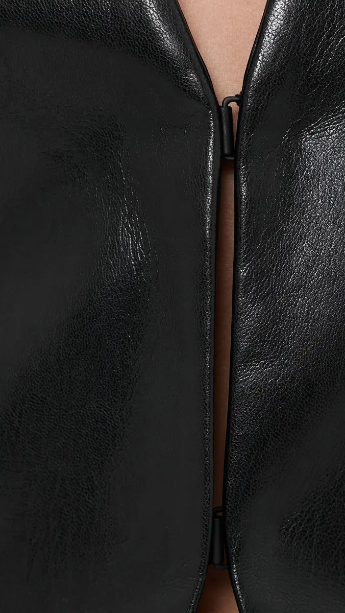 Alice + Olivia Venita Faux Leather Slim Collarless Blazer | Thumbnail 6 Alice + Olivia Venita Faux Leather Slim Collarless Blazer | Thumbnail 6