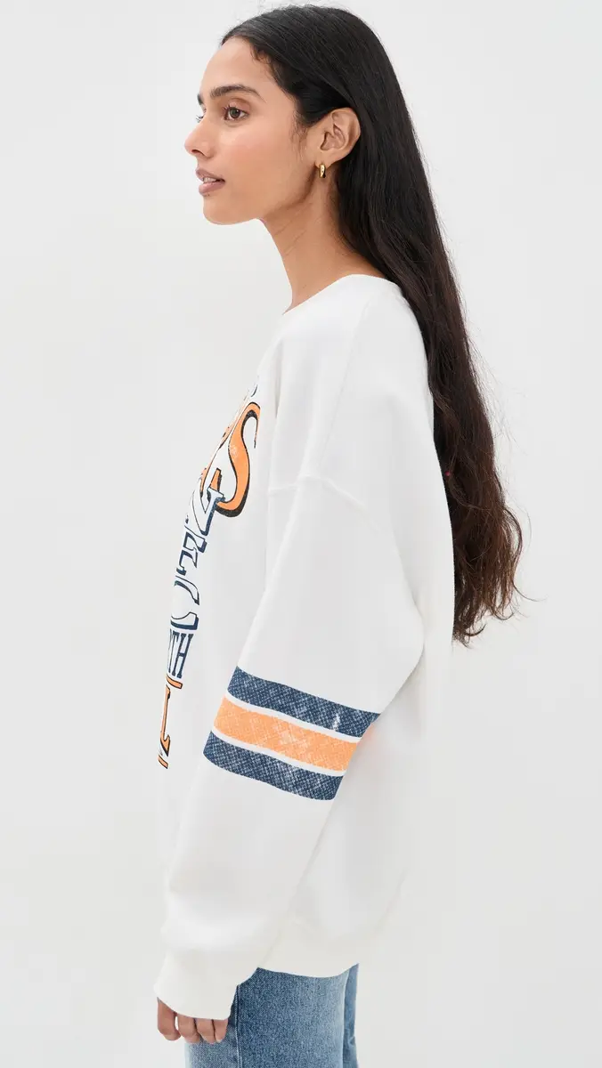 Junk Food Chicago Bears Oversized Striped Fleece Sweatshirt | Thumbnail 4