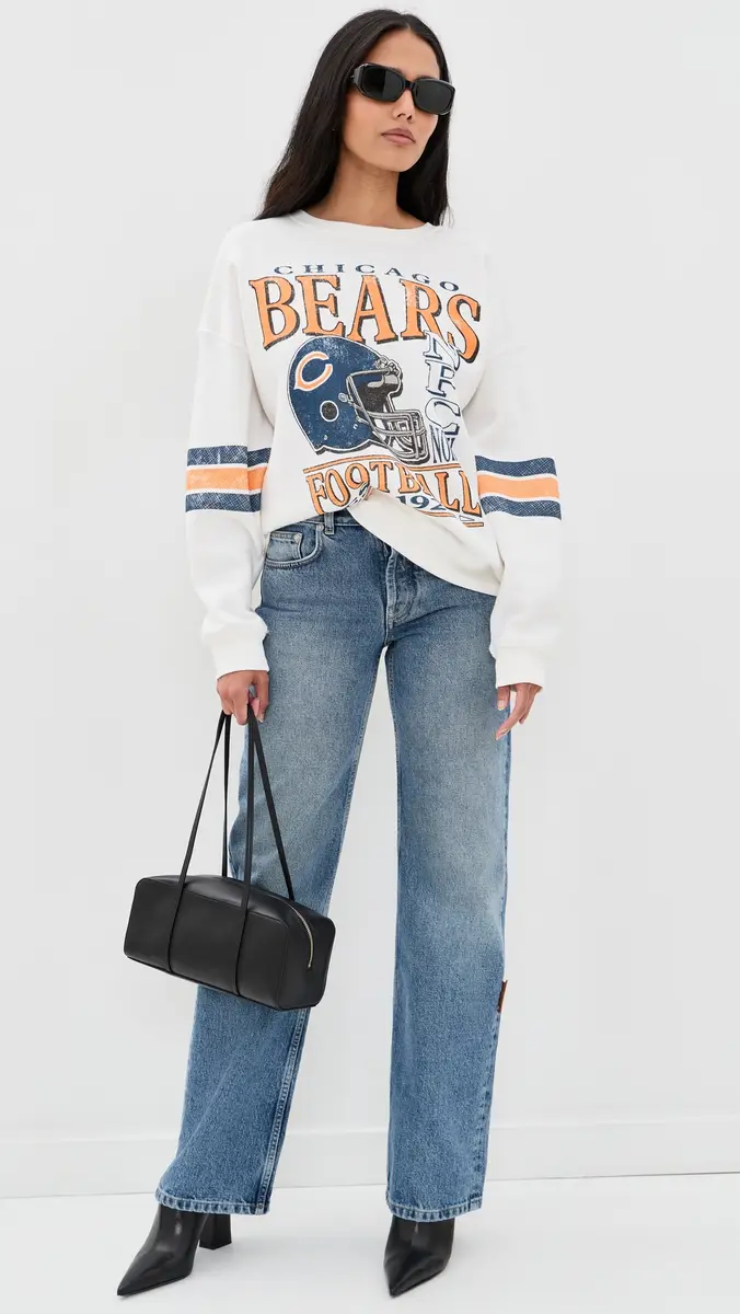 Junk Food Chicago Bears Oversized Striped Fleece Sweatshirt | Thumbnail 5