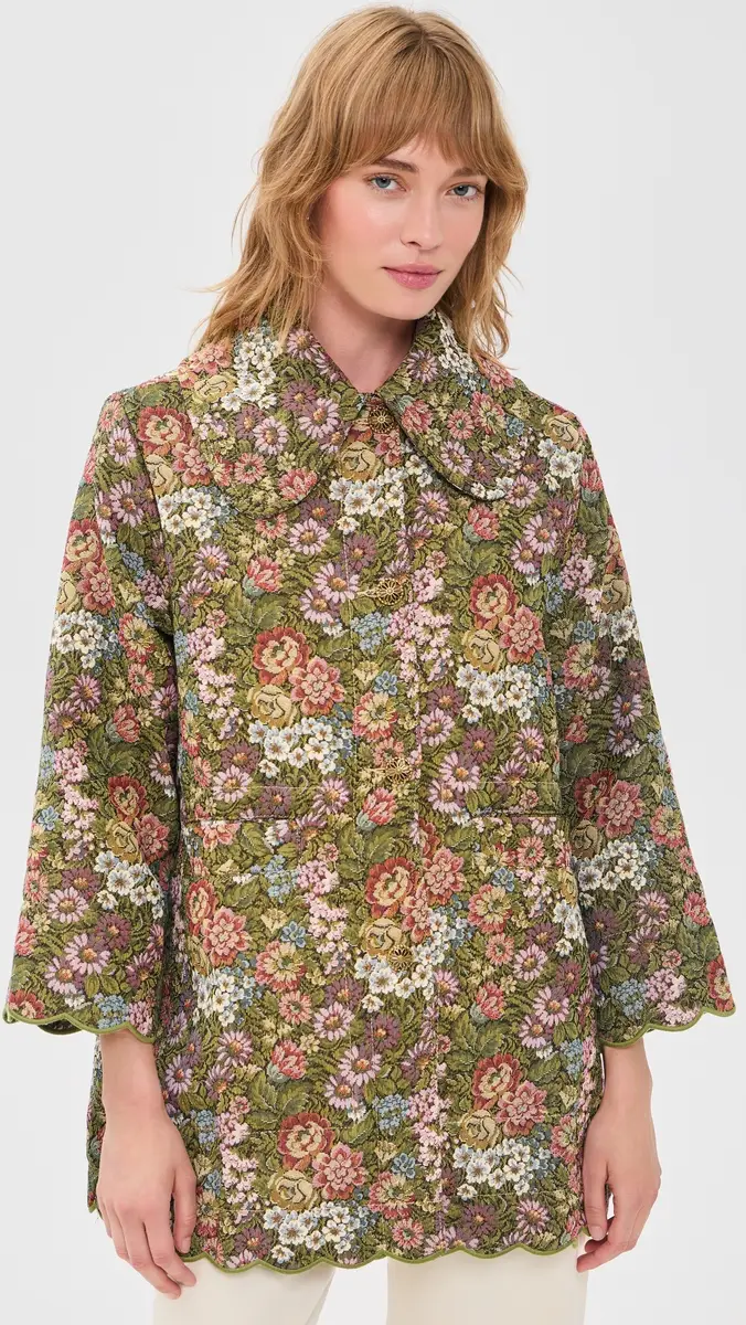 Farm Rio Flower Jacquard Trench Coat | Thumbnail 2 Farm Rio Flower Jacquard Trench Coat | Thumbnail 2