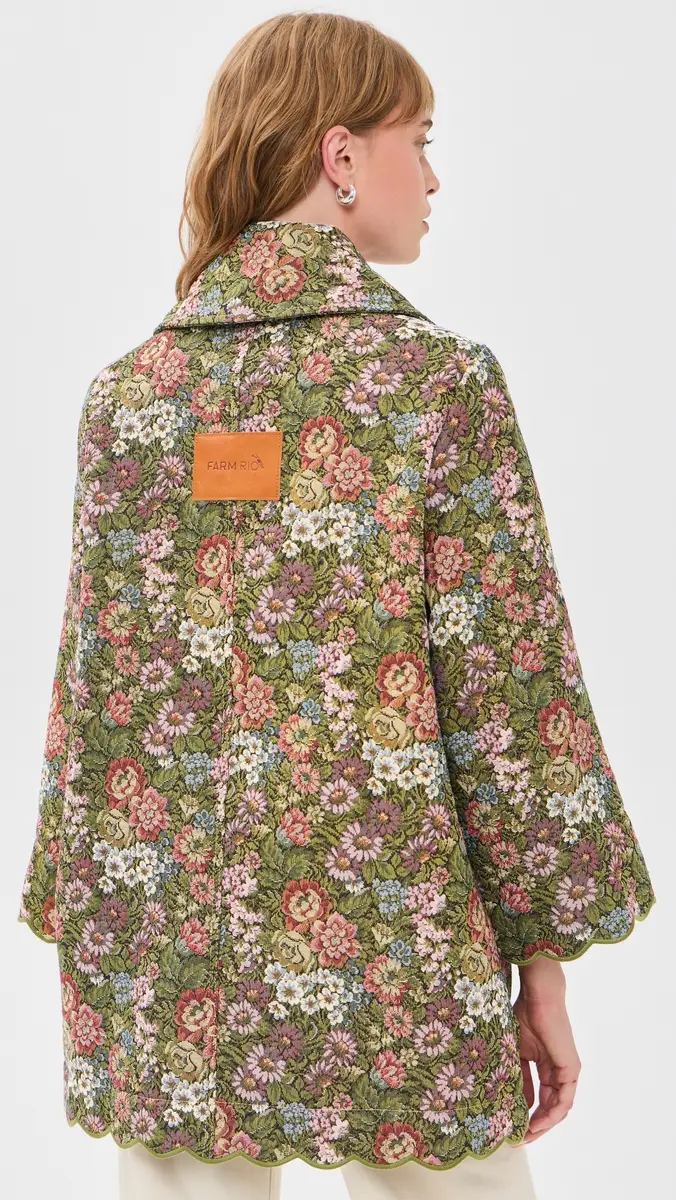 Farm Rio Flower Jacquard Trench Coat | Thumbnail 3 Farm Rio Flower Jacquard Trench Coat | Thumbnail 3