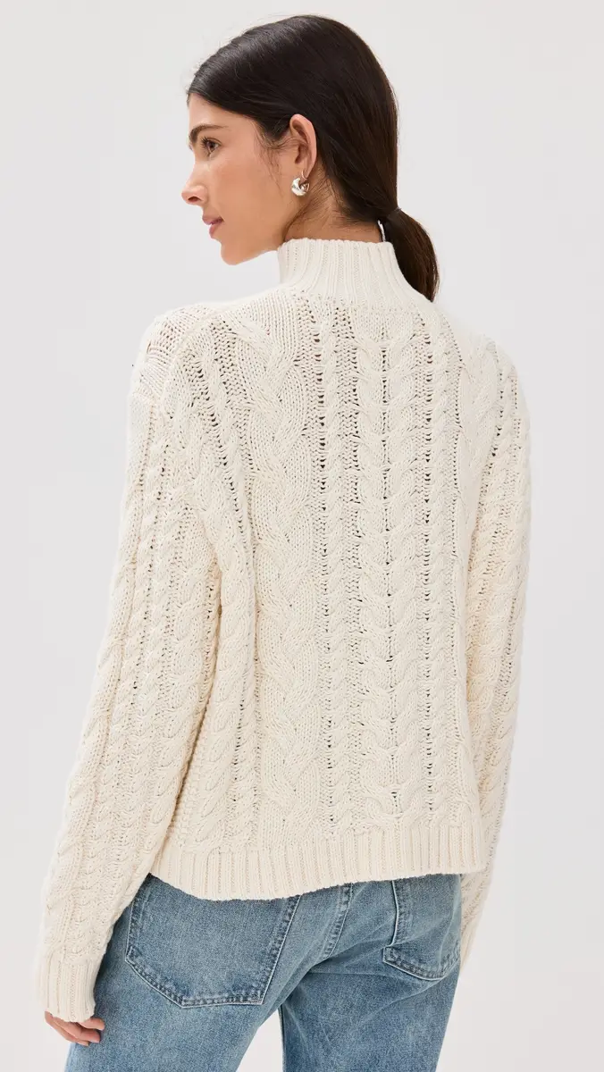 Jenni Kayne Cotton Cable Half Zip | Thumbnail 3