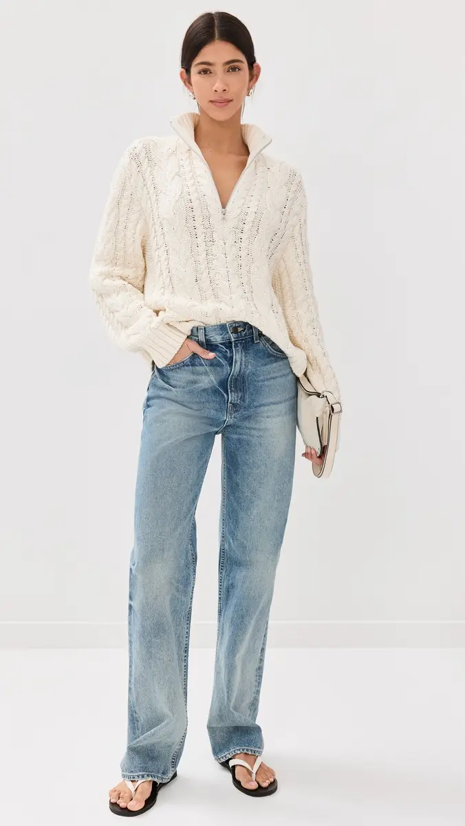 Jenni Kayne Cotton Cable Half Zip | Thumbnail 5