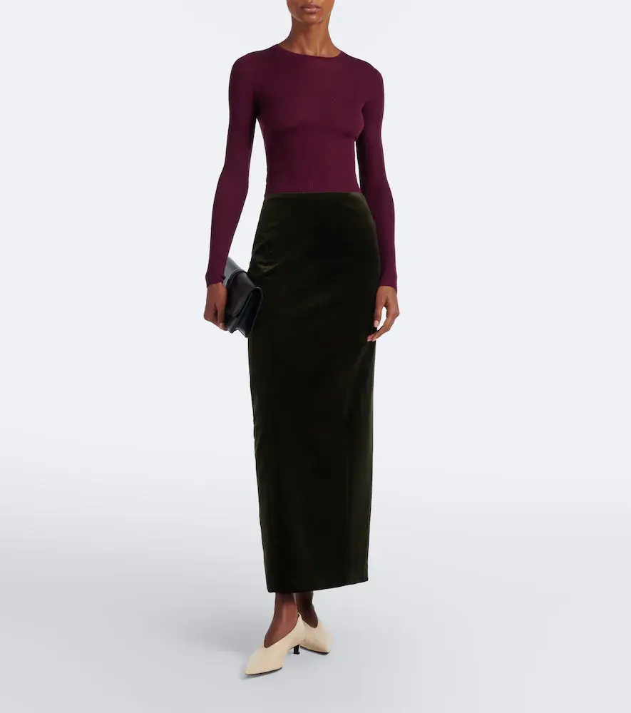 Jil Sander Cotton velvet maxi skirt | Thumbnail 4 Jil Sander Cotton velvet maxi skirt | Thumbnail 4