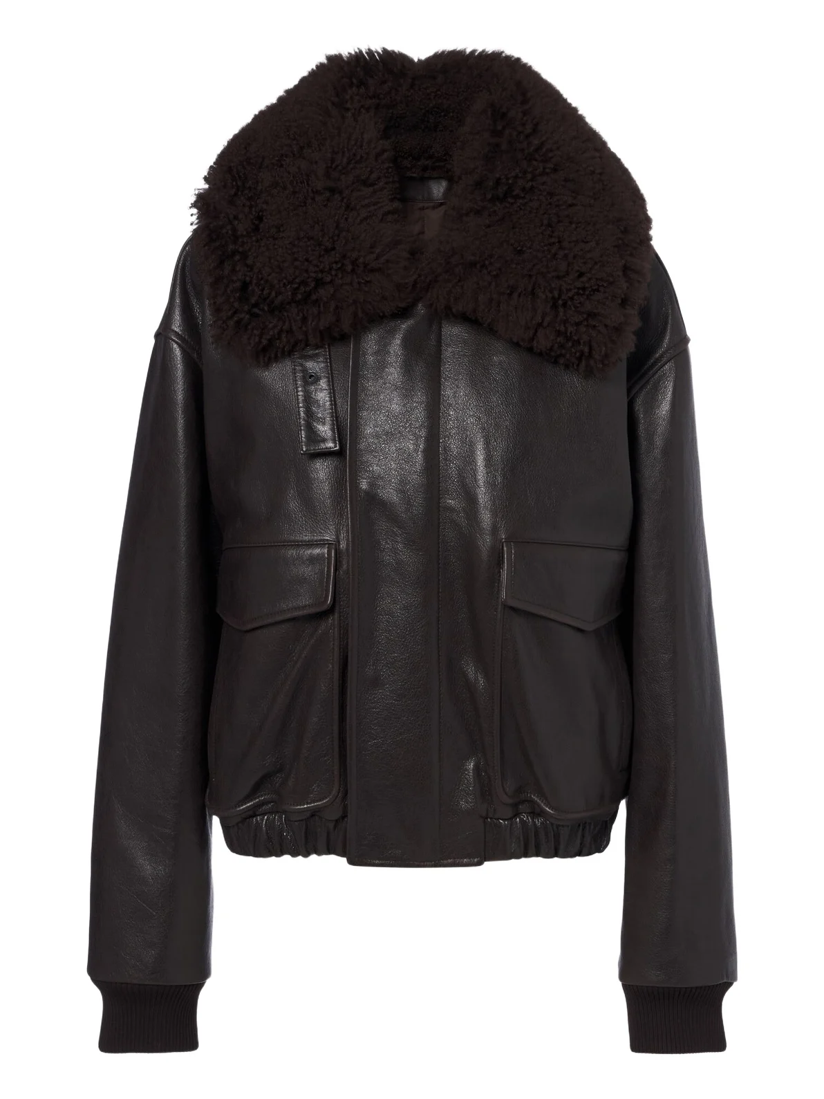 Lemaire Shearling-trimmed leather blouson jacket