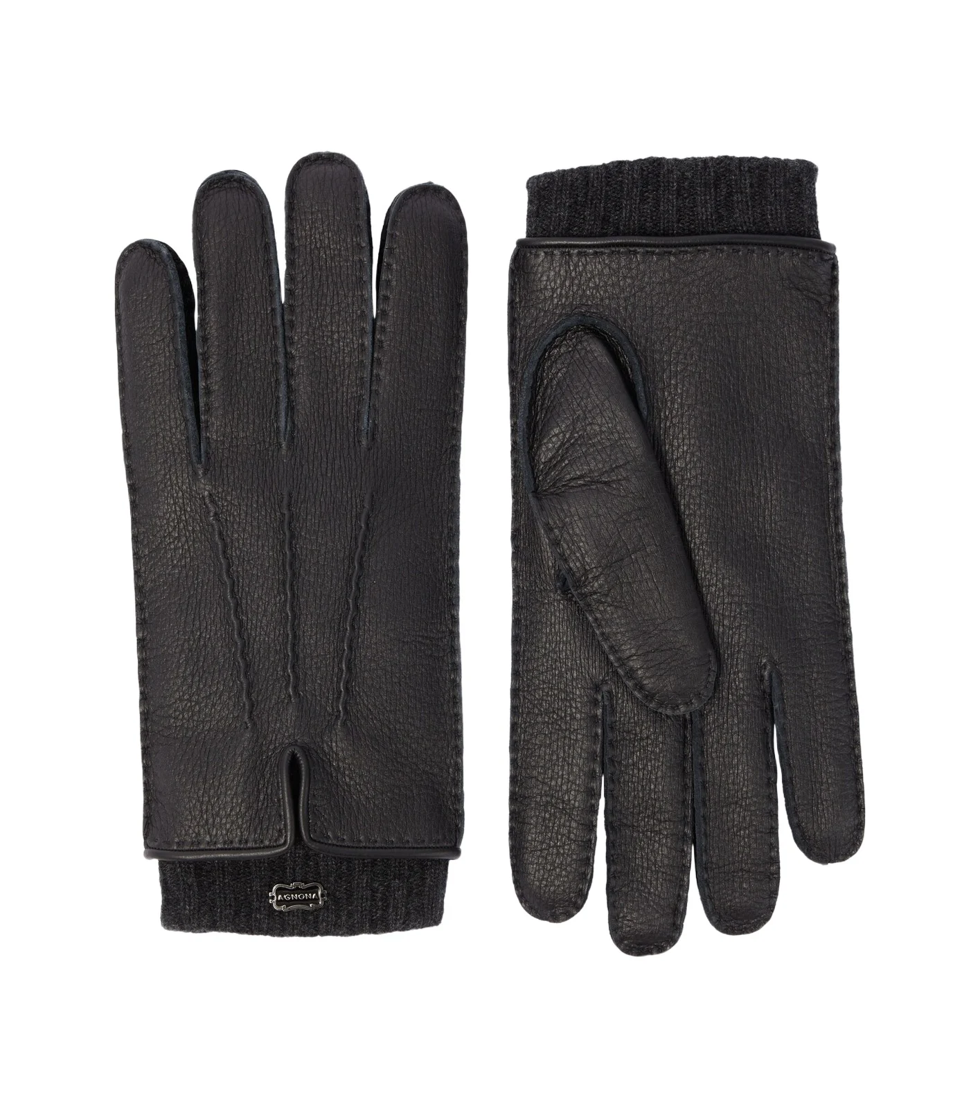 AGNONA Leather and cashmere gloves