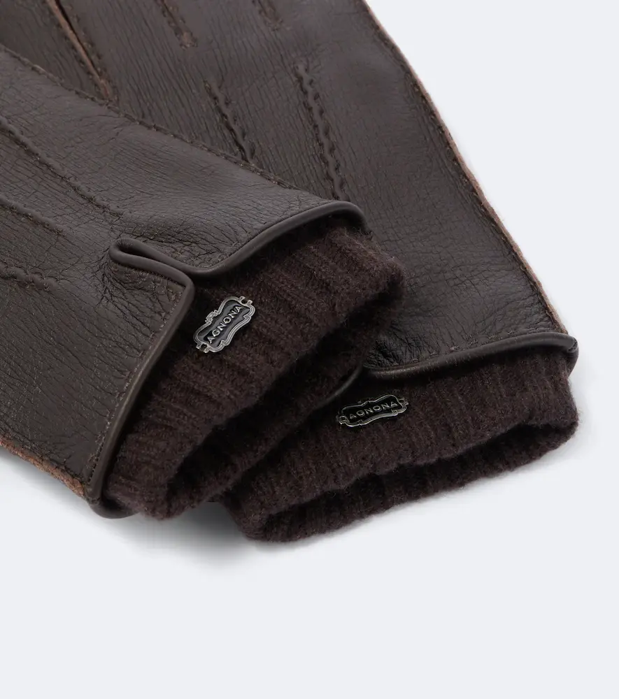 AGNONA Leather and cashmere gloves | Thumbnail 2