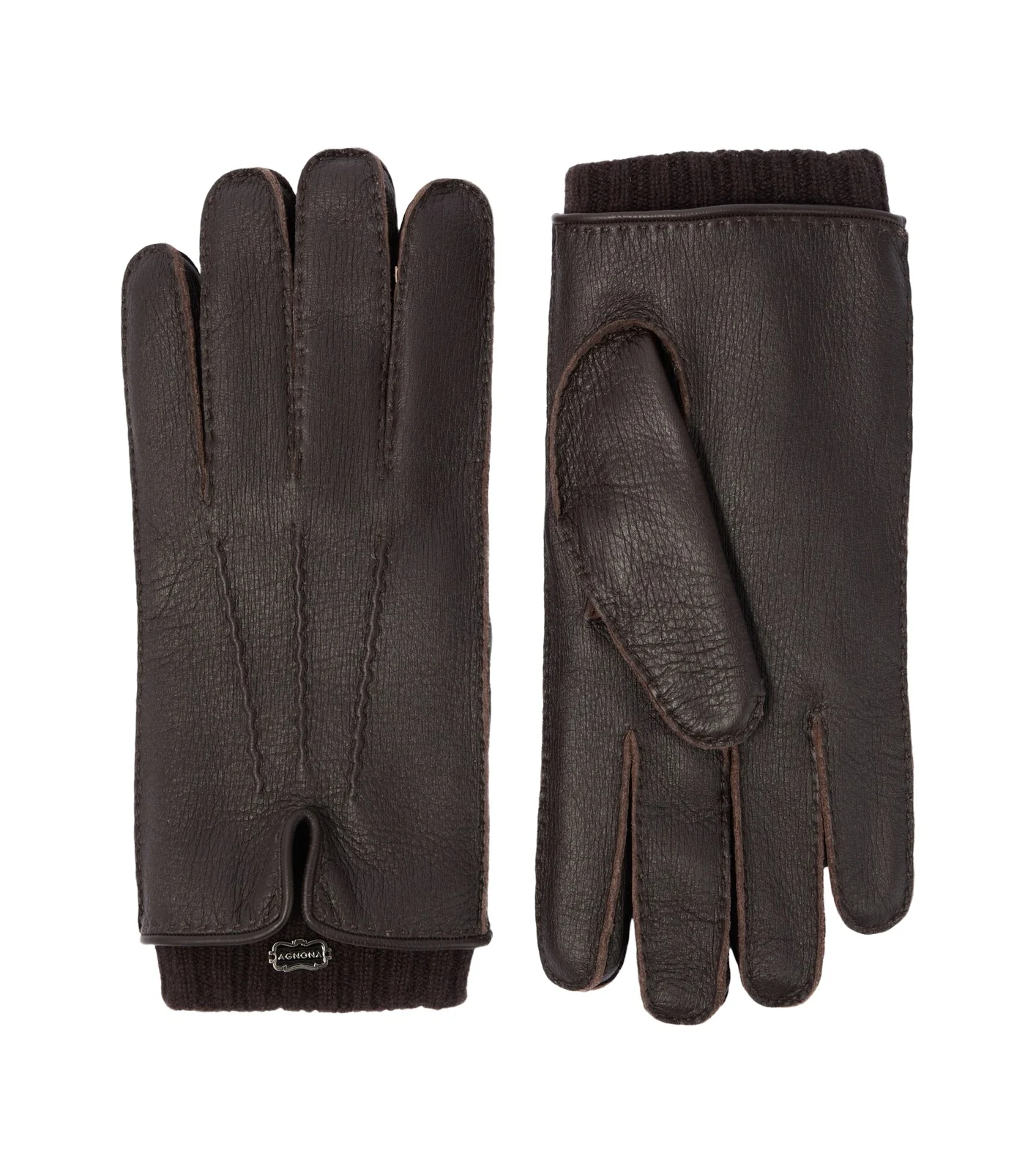 AGNONA Leather and cashmere gloves