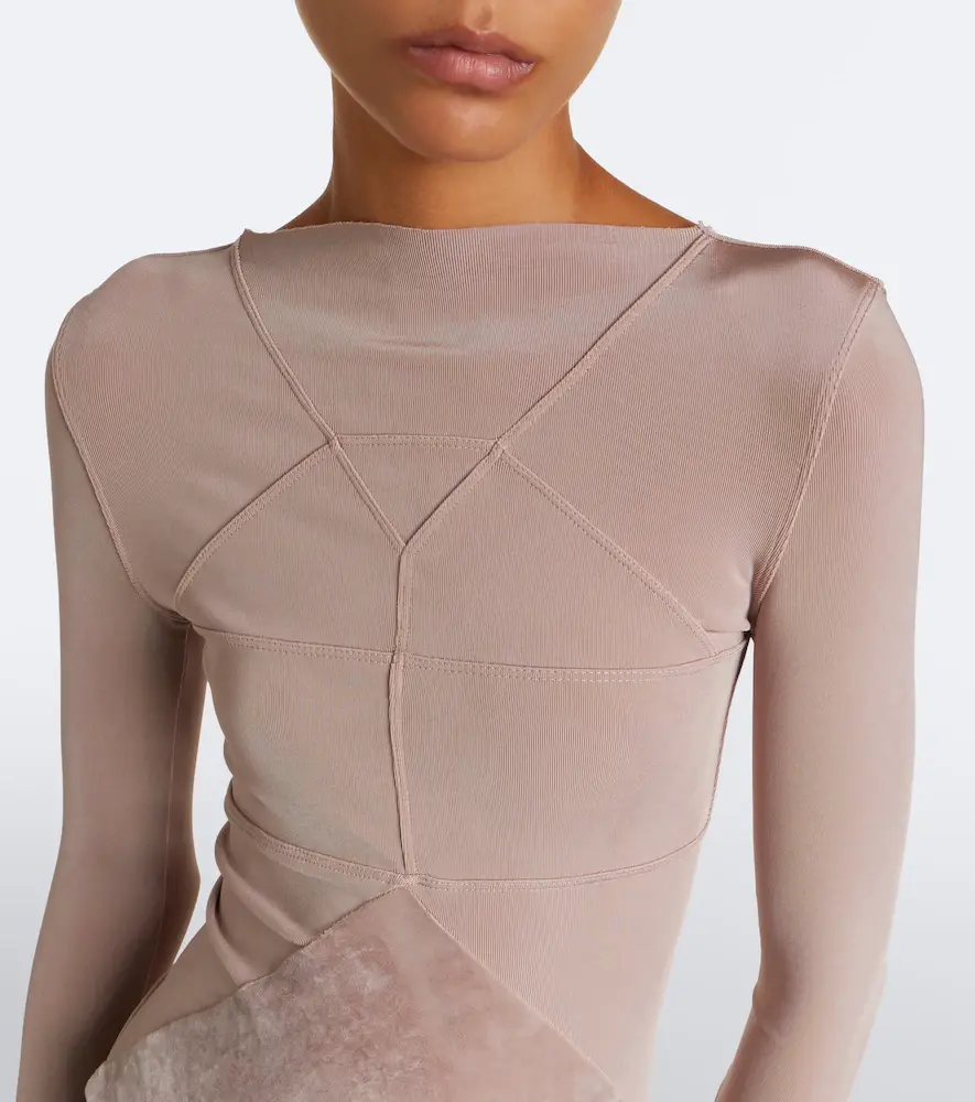 Rick Owens Combo tulle-trimmed jersey and velvet gown | Thumbnail 2 Rick Owens Combo tulle-trimmed jersey and velvet gown | Thumbnail 2
