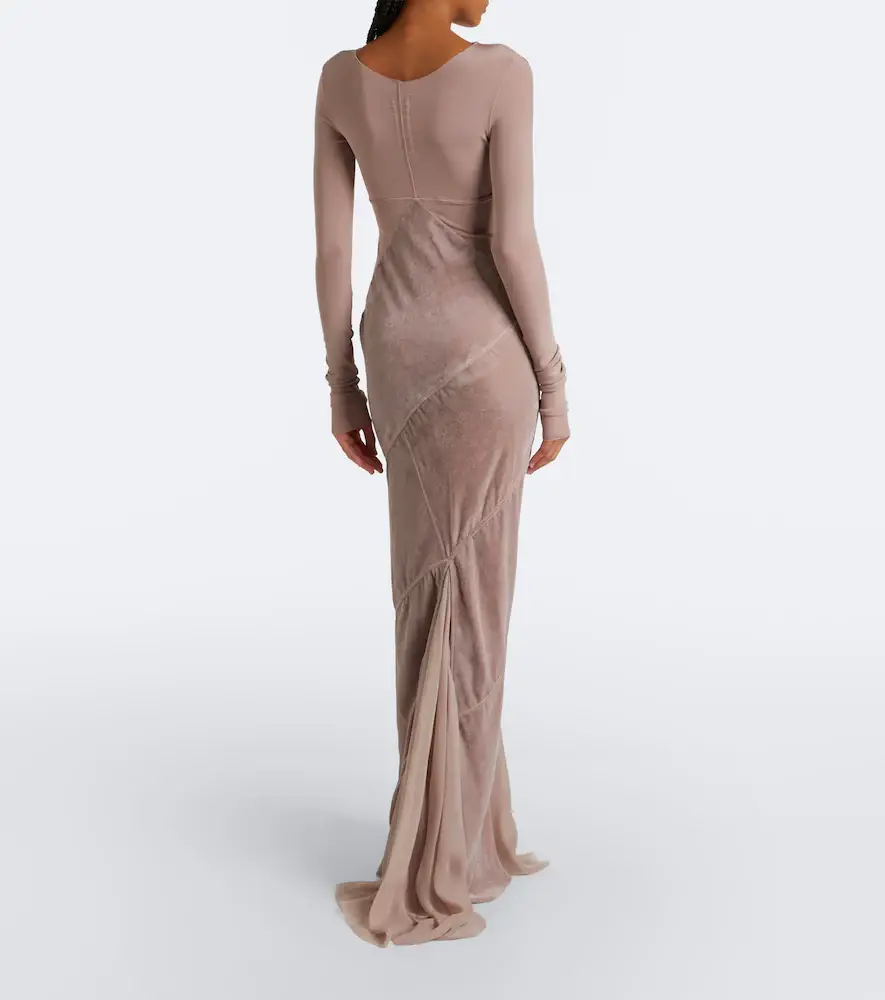 Rick Owens Combo tulle-trimmed jersey and velvet gown | Thumbnail 4 Rick Owens Combo tulle-trimmed jersey and velvet gown | Thumbnail 4