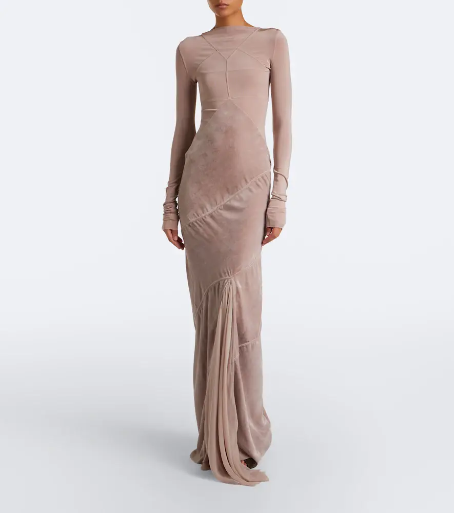 Rick Owens Combo tulle-trimmed jersey and velvet gown | Thumbnail 6 Rick Owens Combo tulle-trimmed jersey and velvet gown | Thumbnail 6