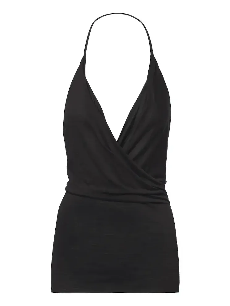 Draped wool and silk top