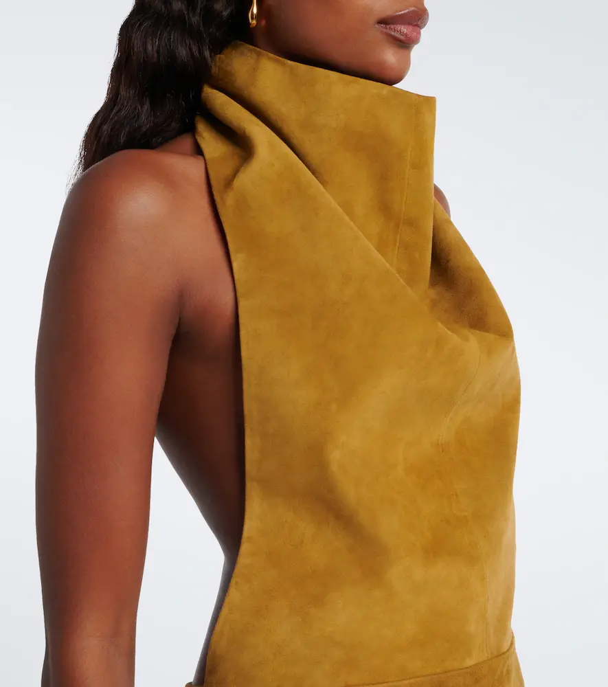 Retrofête Retrofête Zoriel draped open-back suede minidress | Thumbnail 3