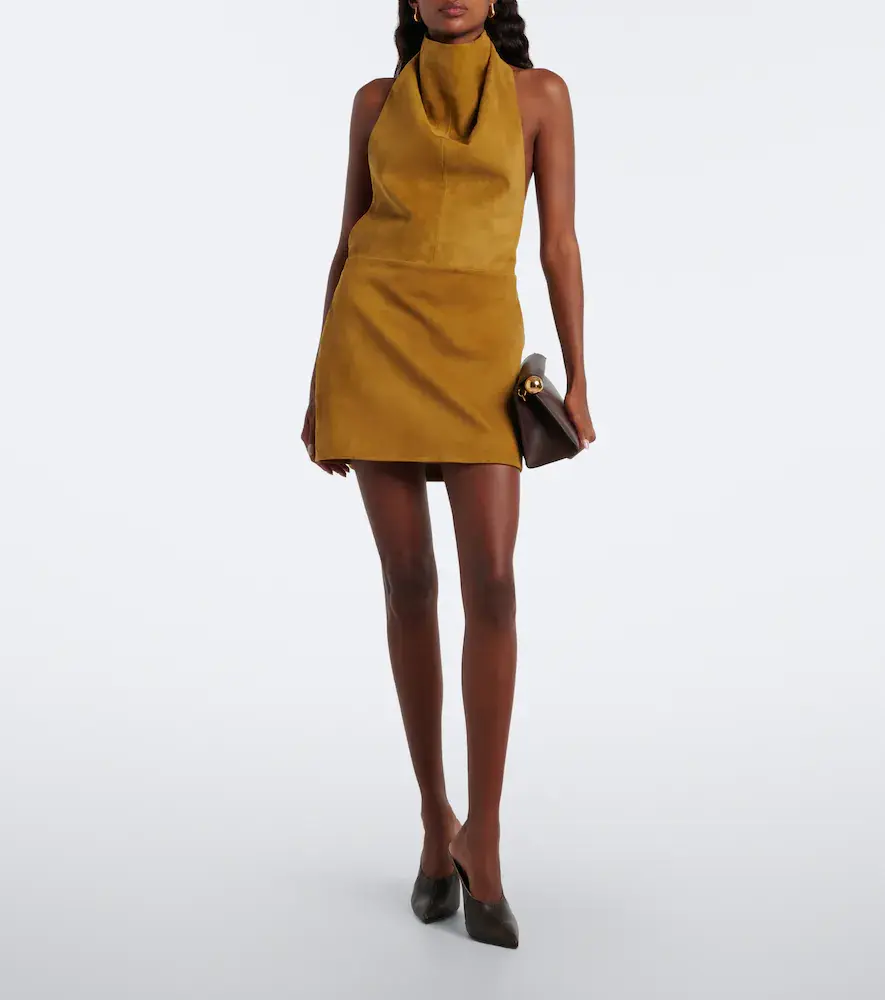 Retrofête Retrofête Zoriel draped open-back suede minidress | Thumbnail 4