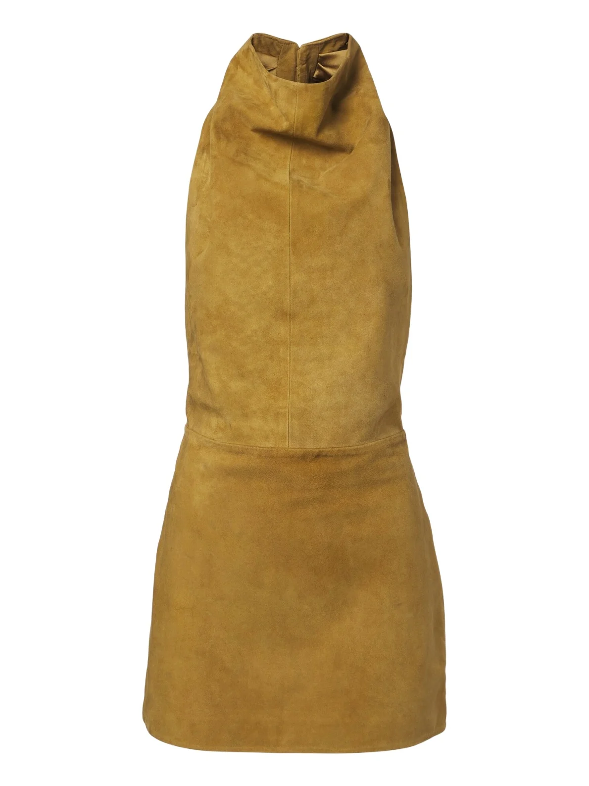 Zoriel draped open-back suede minidress