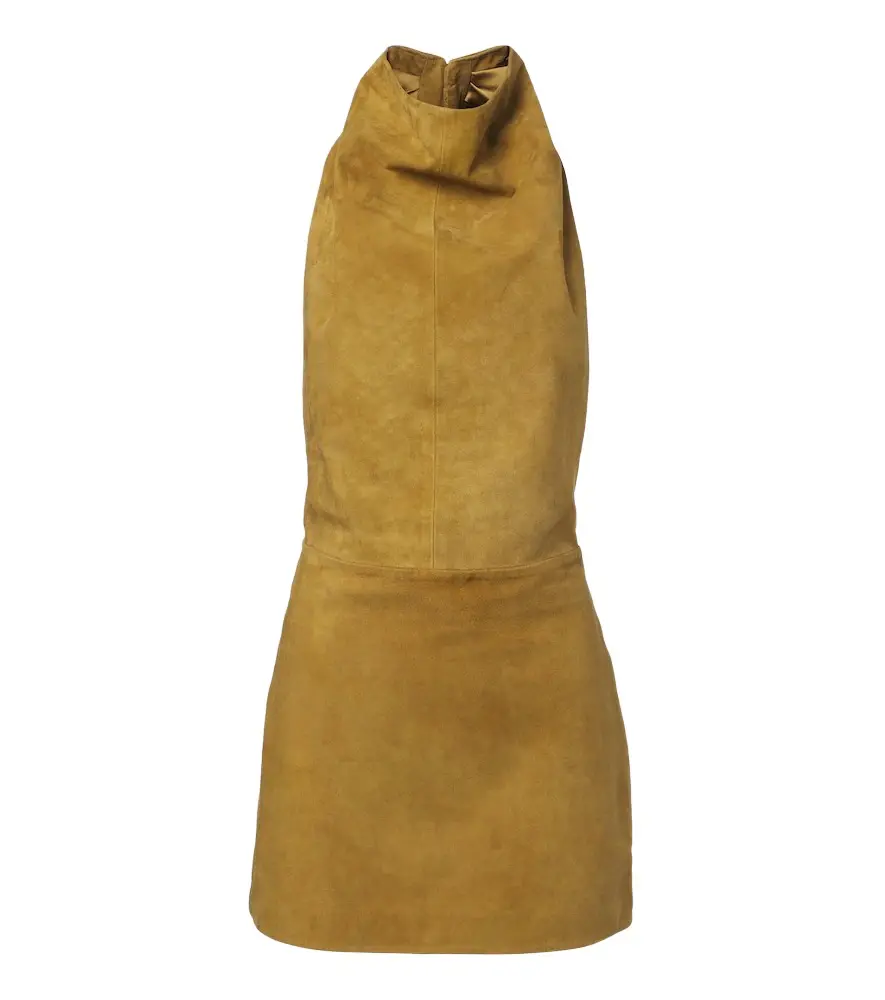 Retrofête Retrofête Zoriel draped open-back suede minidress