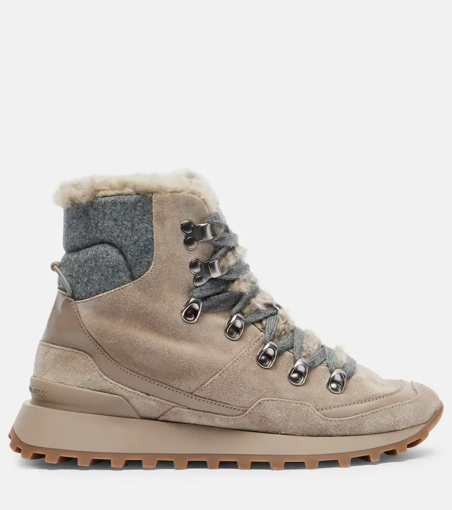 Brunello Cucinelli Monili shearling-trimmed suede ankle boots | Thumbnail 2 Brunello Cucinelli Monili shearling-trimmed suede ankle boots | Thumbnail 2