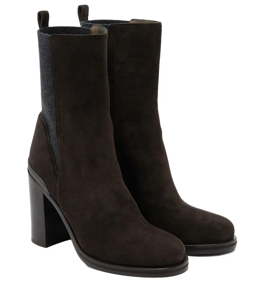 Brunello Cucinelli Monili suede ankle boots