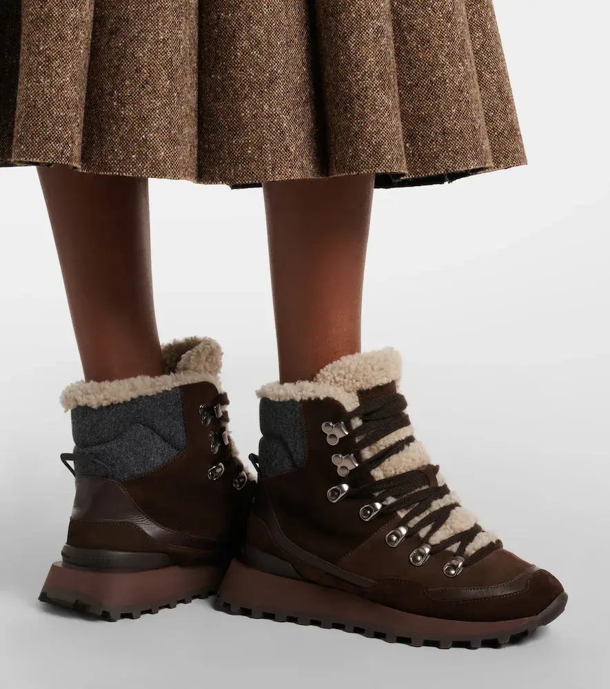 Brunello Cucinelli Monili shearling-trimmed suede ankle boots | Thumbnail 2 Brunello Cucinelli Monili shearling-trimmed suede ankle boots | Thumbnail 2