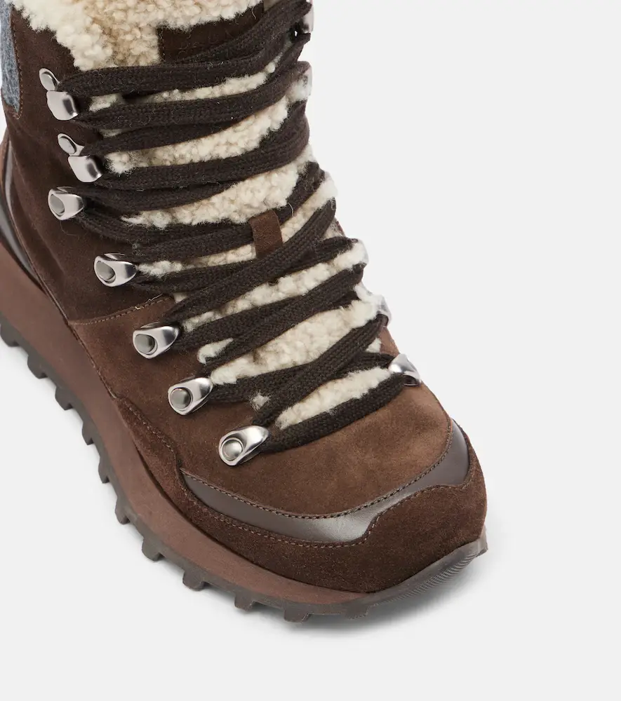 Brunello Cucinelli Monili shearling-trimmed suede ankle boots | Thumbnail 4 Brunello Cucinelli Monili shearling-trimmed suede ankle boots | Thumbnail 4