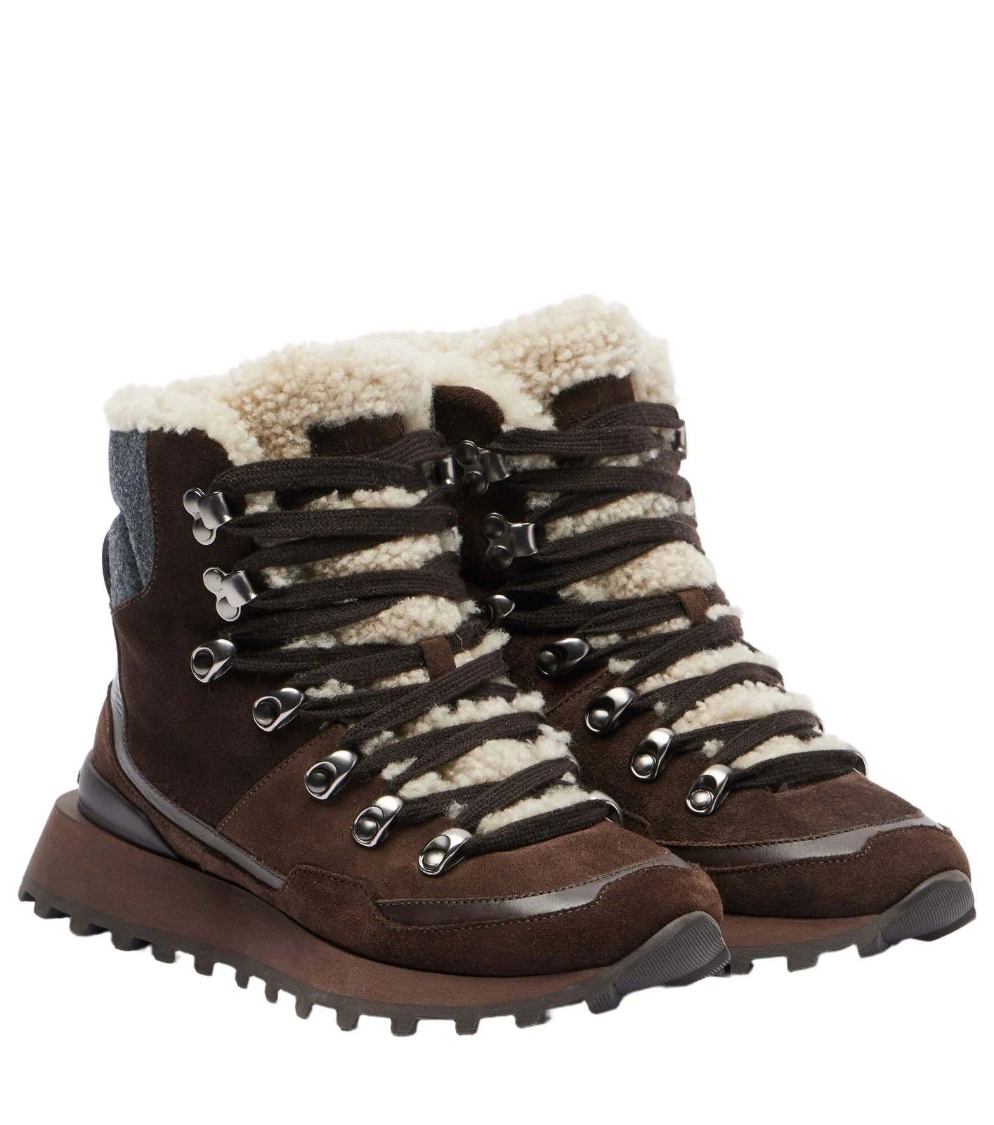 Monili shearling-trimmed suede ankle boots