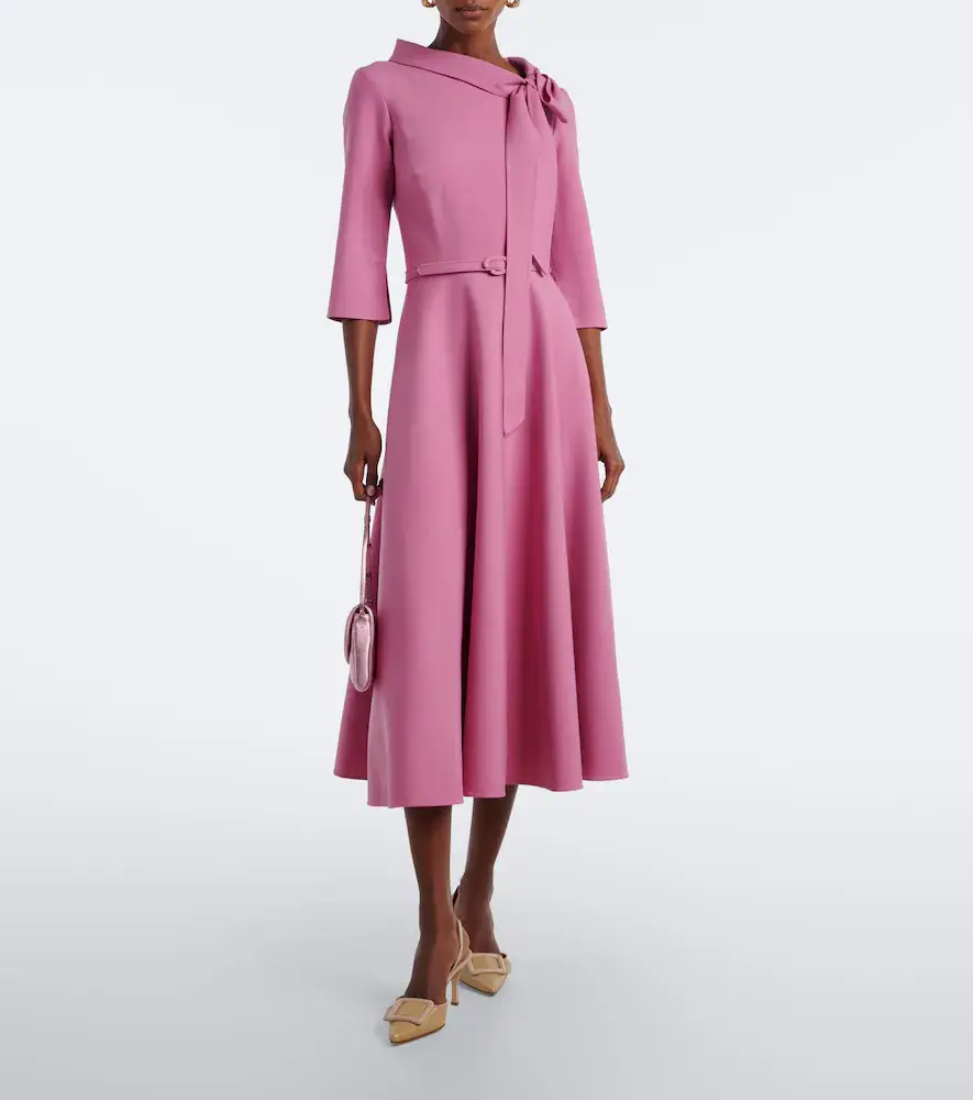 Oscar de la Renta Belted tie-neck wool-blend midi dress | Thumbnail 2