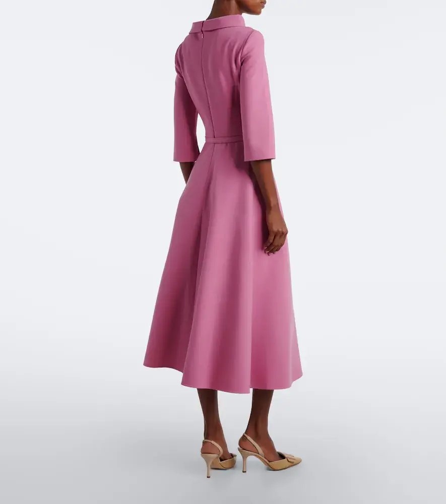 Oscar de la Renta Belted tie-neck wool-blend midi dress | Thumbnail 4
