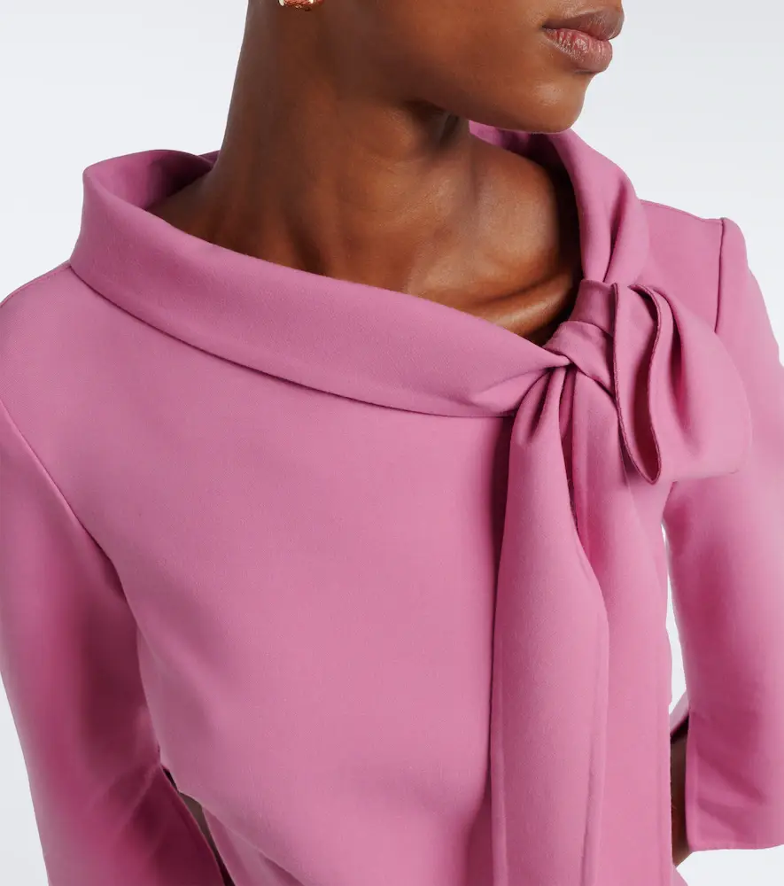 Oscar de la Renta Belted tie-neck wool-blend midi dress | Thumbnail 5