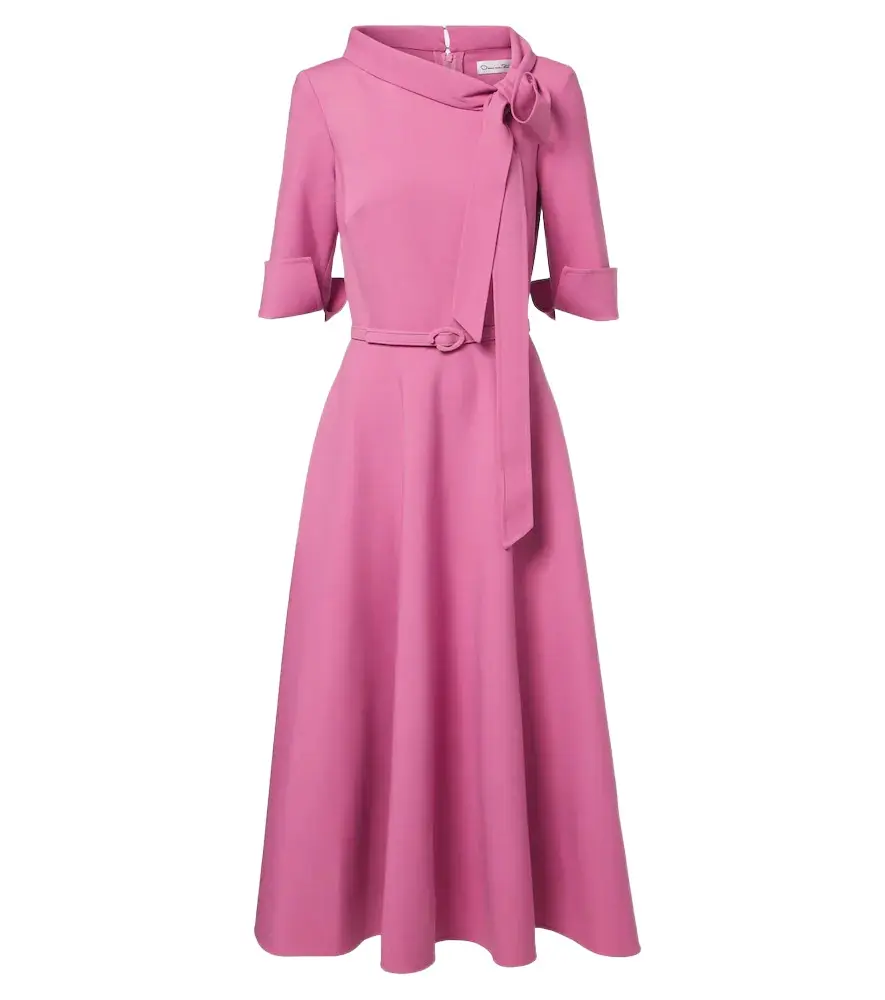 Oscar de la Renta Belted tie-neck wool-blend midi dress | Image 1 Oscar de la Renta Belted tie-neck wool-blend midi dress | Image 1