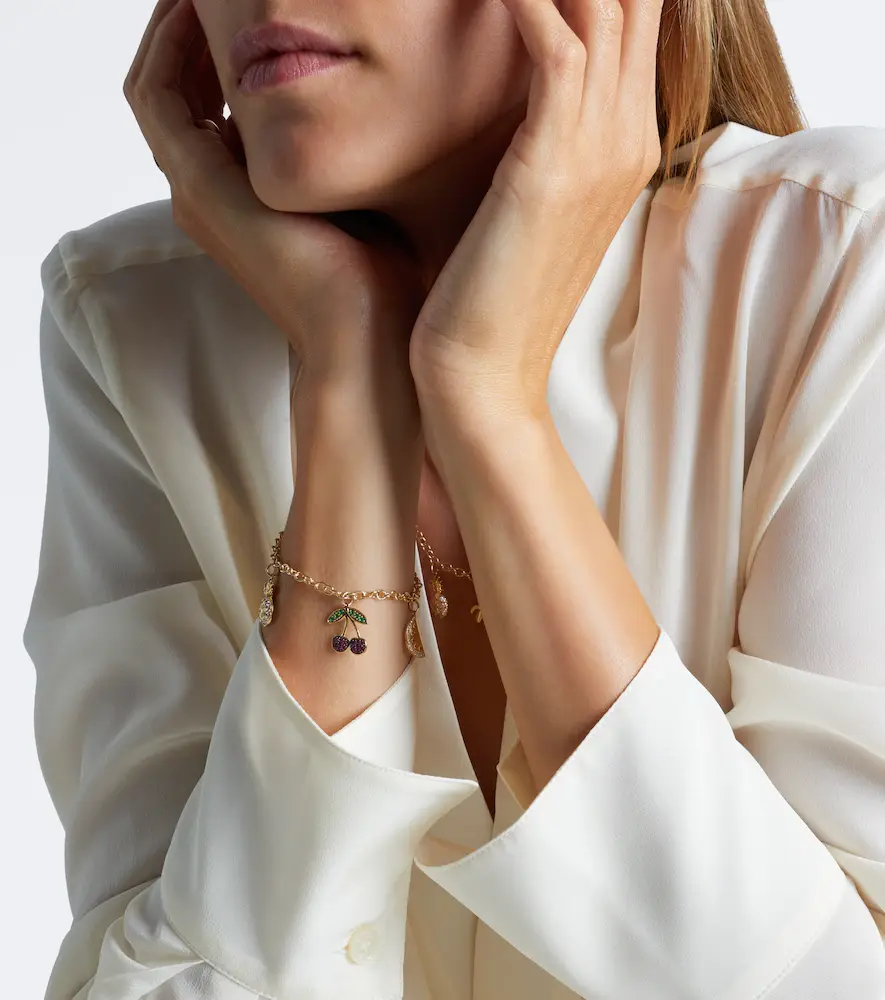 Sydney Evan 14kt gold charm bracelet with gemstones | Thumbnail 2