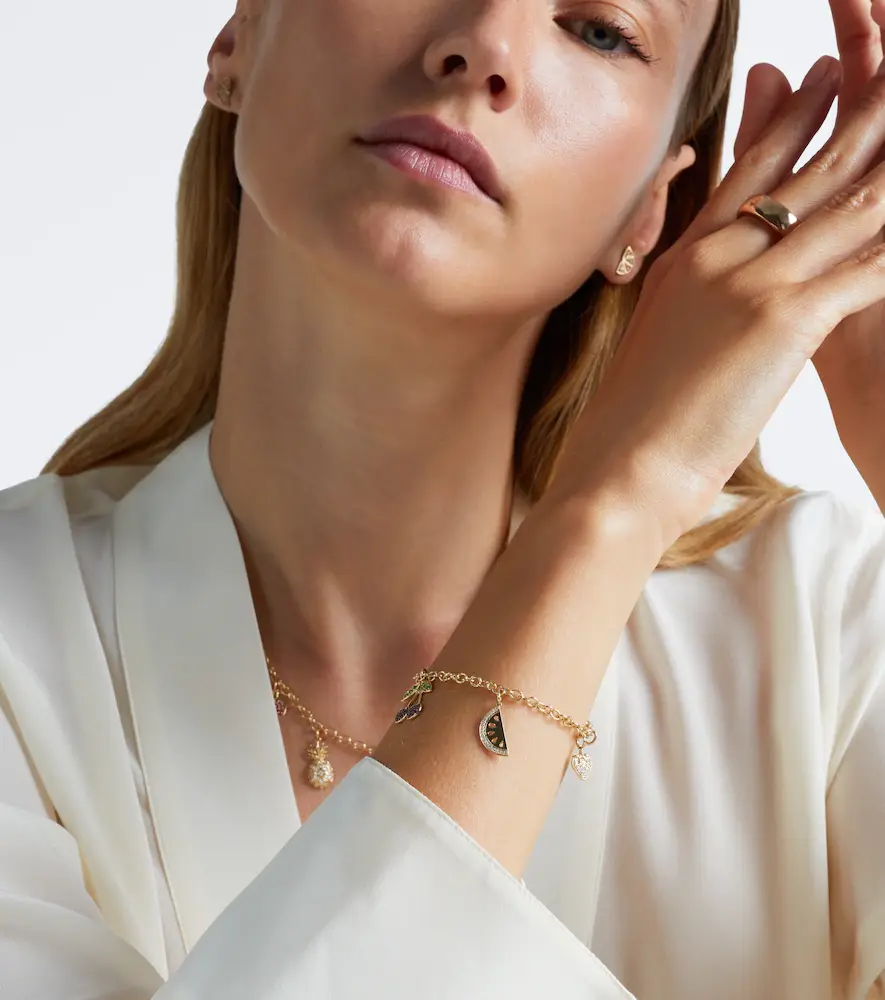 Sydney Evan 14kt gold charm bracelet with gemstones | Thumbnail 3
