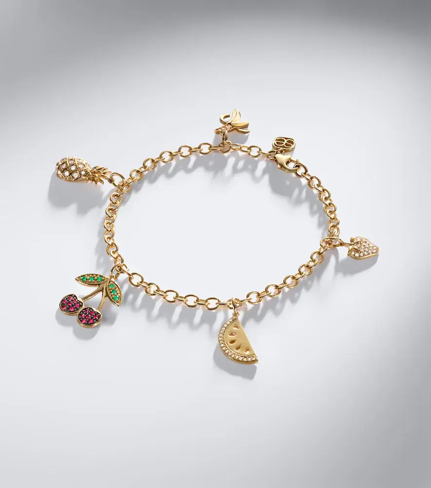 Sydney Evan 14kt gold charm bracelet with gemstones | Thumbnail 4