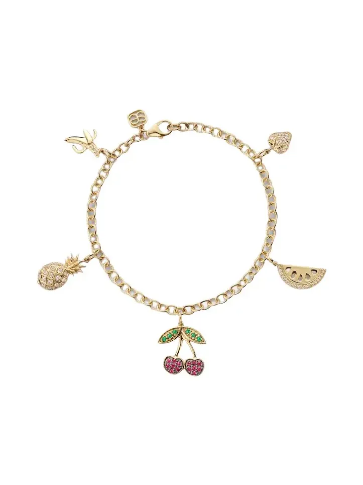 14kt gold charm bracelet with gemstones 14kt gold charm bracelet with gemstones