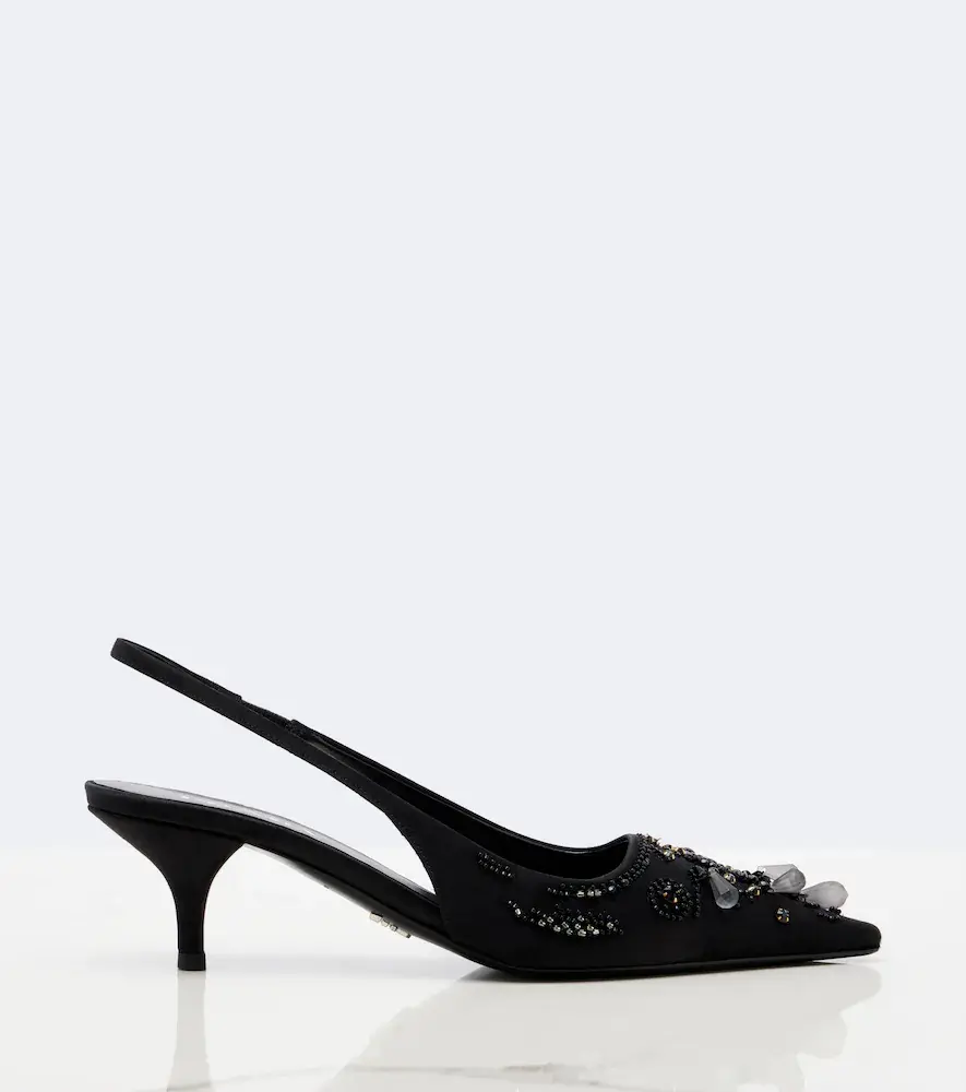 Prada Embellished satin slingback pumps | Thumbnail 2 Prada Embellished satin slingback pumps | Thumbnail 2