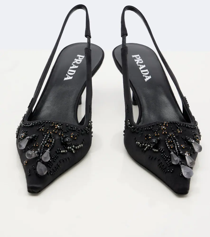 Prada Embellished satin slingback pumps | Thumbnail 3 Prada Embellished satin slingback pumps | Thumbnail 3