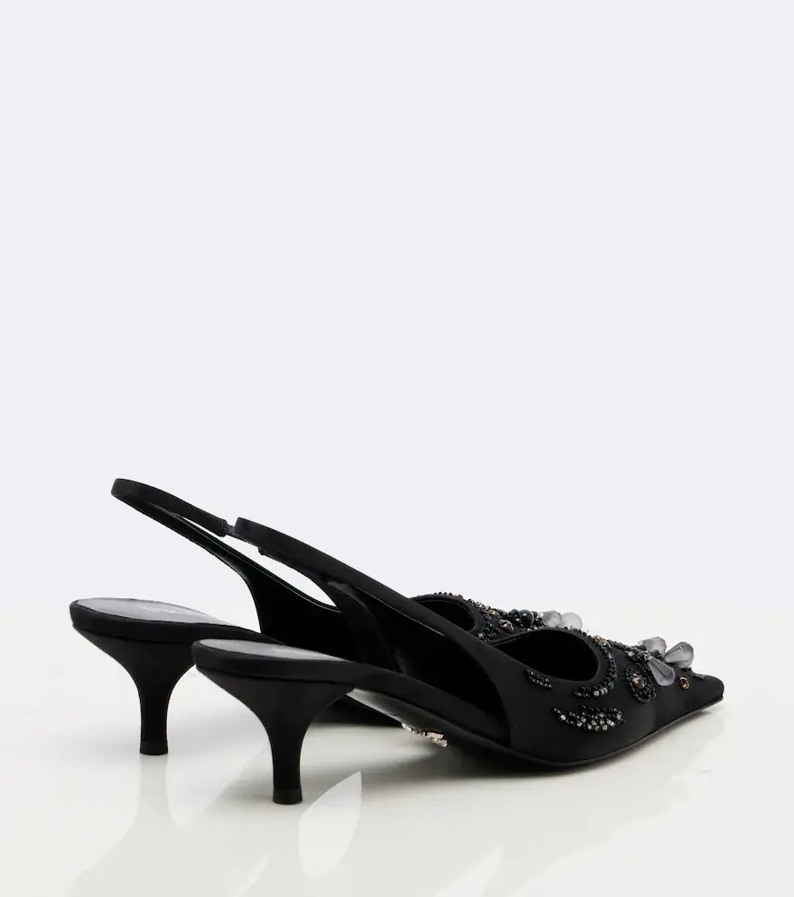 Prada Embellished satin slingback pumps | Thumbnail 4 Prada Embellished satin slingback pumps | Thumbnail 4