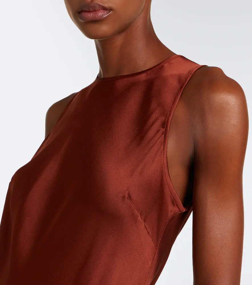 ASCENO Valencia silk satin midi dress | Thumbnail 3
