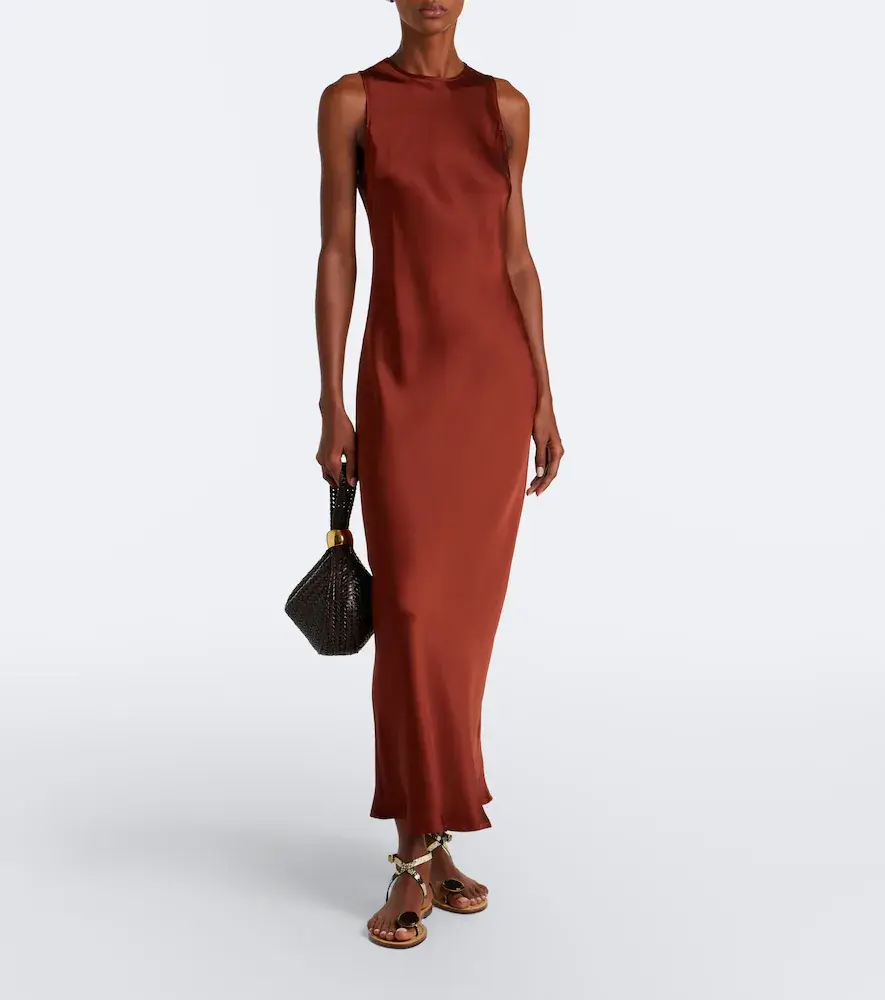 ASCENO Valencia silk satin midi dress | Thumbnail 4