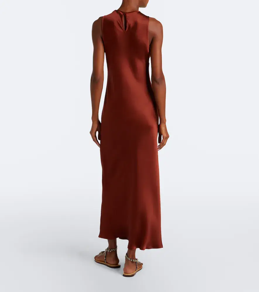 ASCENO Valencia silk satin midi dress | Thumbnail 5