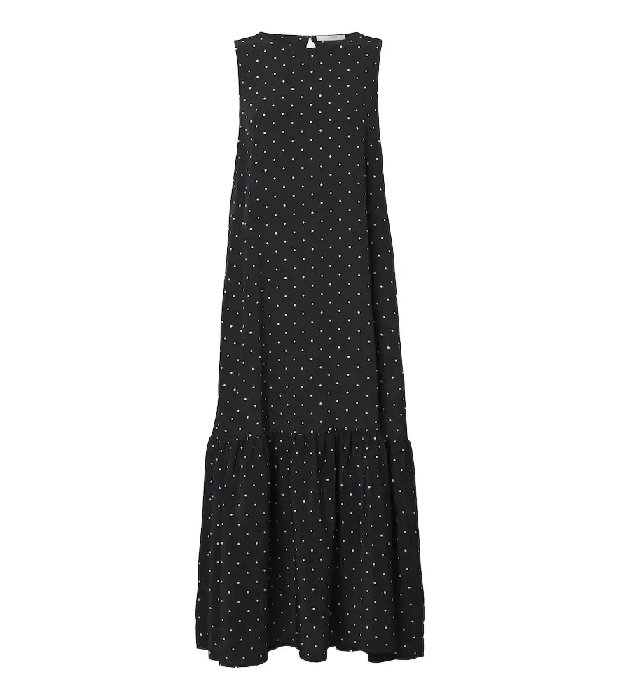 Polka-dot tiered silk midi dress Polka-dot tiered silk midi dress