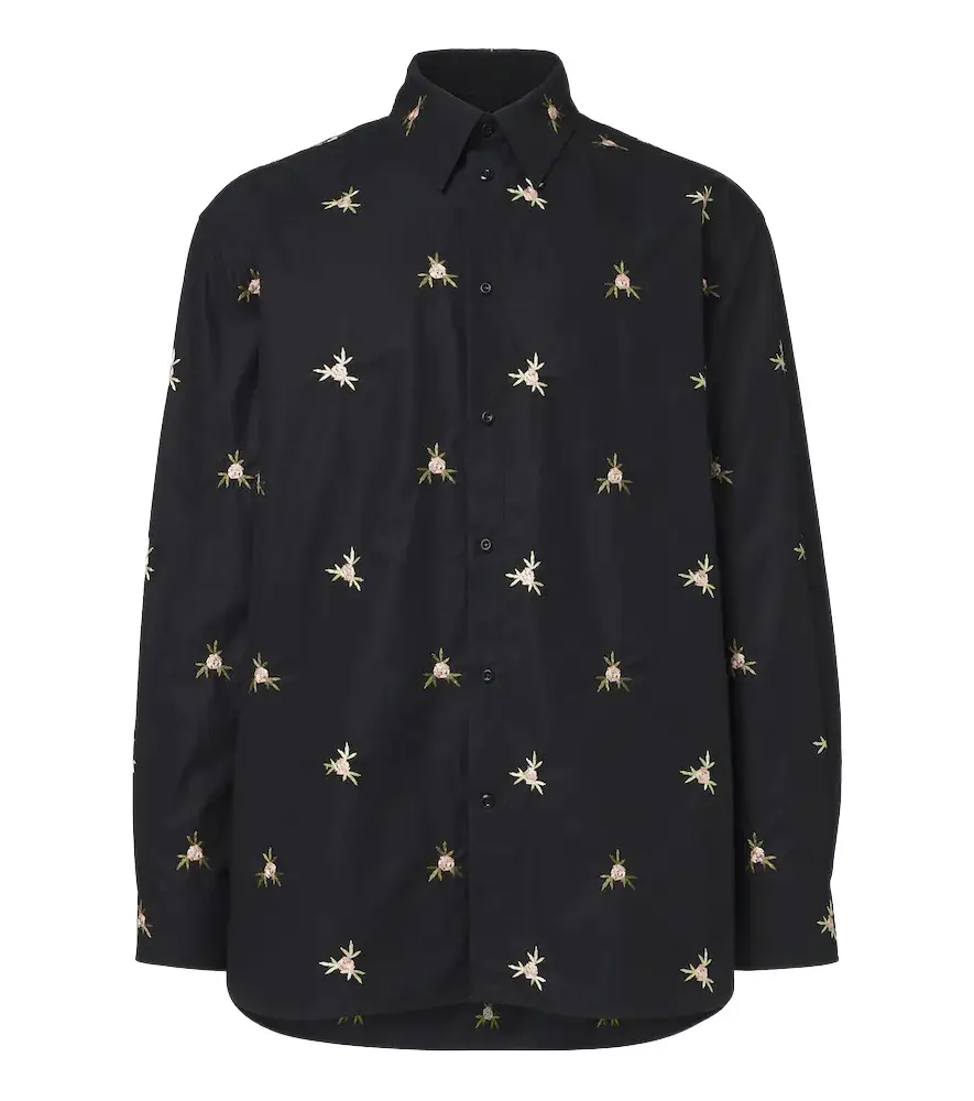 Simone Rocha Embroidered cotton poplin shirt