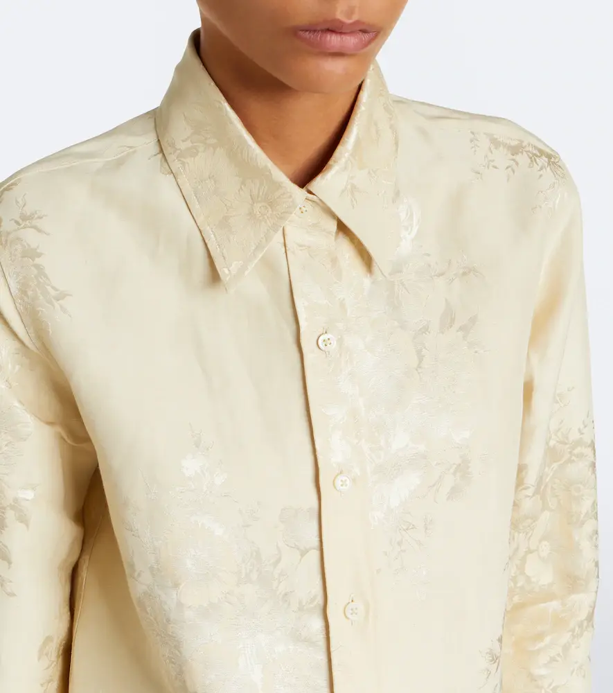 Jil Sander Floral jacquard linen-blend shirt | Thumbnail 2 Jil Sander Floral jacquard linen-blend shirt | Thumbnail 2